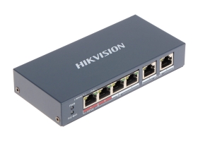 Hikvision DS-3E0106HP-E Switch PoE 6 x 10/100Mbps, 2xUPLINK + 1xPoE + 3xPoE+, 60W